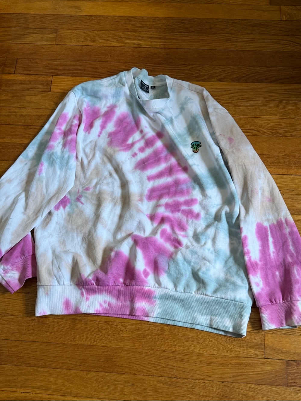 Women’s Pink & Light Blue Tie-Dye Sweatshirt - Casual Crewneck